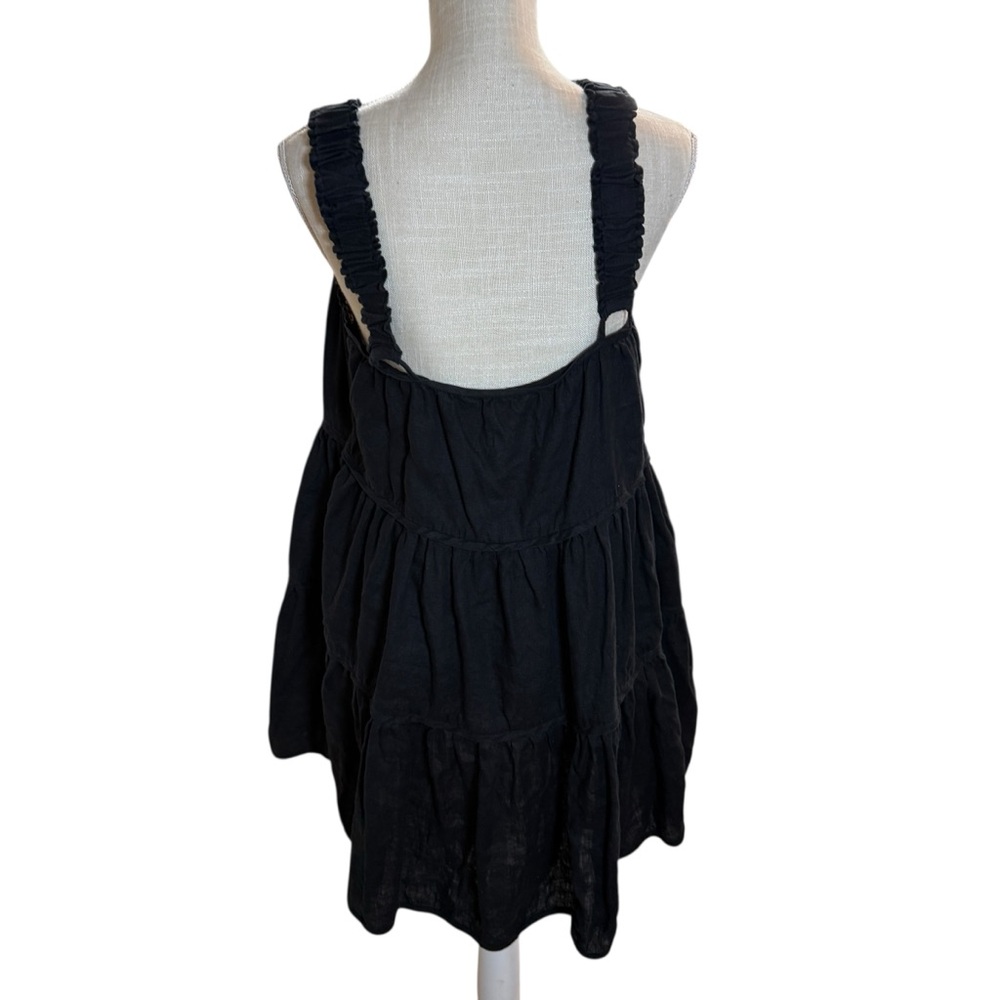 Anthropologie SANCIA Azealia Linen Babydoll Smock Mini Dress In black‎ Sz Medium - Picture 8 of 13